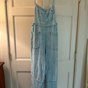 BDG Light Blue Striped Jumpsuit